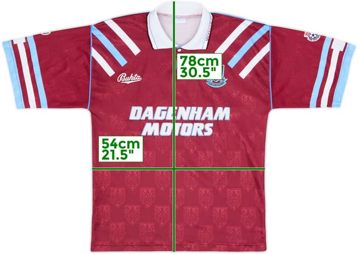 1992-93 West Ham Home Shirt - 8/10 - (M)