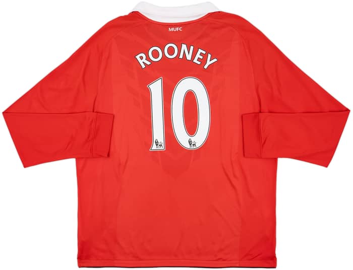 2010-11 Manchester United Home L/S Shirt Rooney #10 - 8/10 - (XXL)