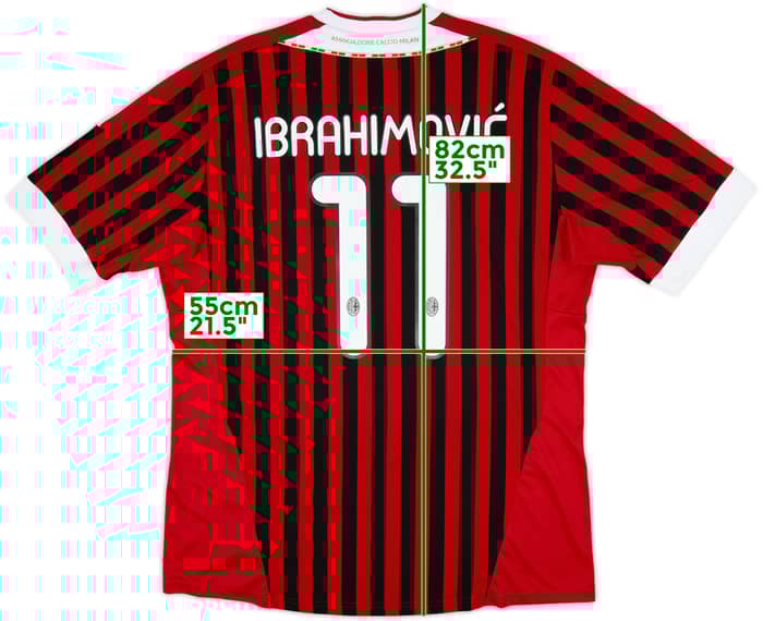2011-12 AC Milan Home Shirt Ibrahimovic #11 - 8/10 - (XL)