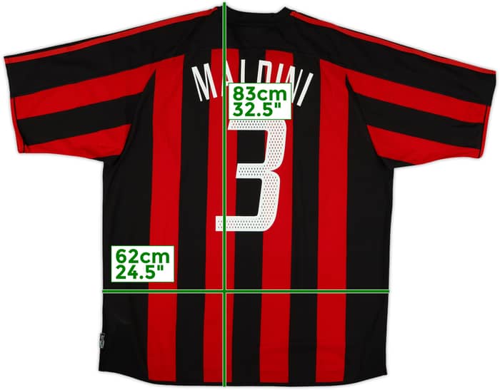 2003-04 AC Milan Home Shirt Maldini #3 - 6/10 - (XL)