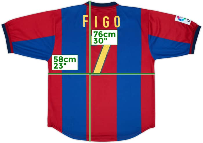 1998-00 Barcelona Home Shirt Figo #7 - 7/10 - (L)