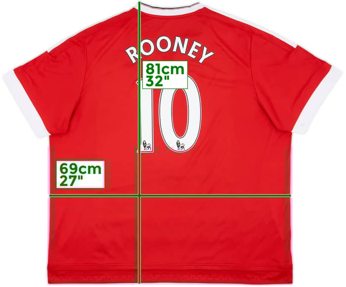 2015-16 Manchester United Home Shirt Rooney #10 - 8/10 - (3XL)