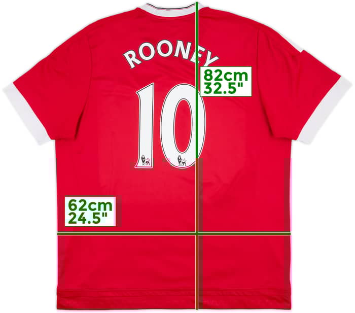 2015-16 Manchester United Home Shirt Rooney #10 - 5/10 - (XXL)