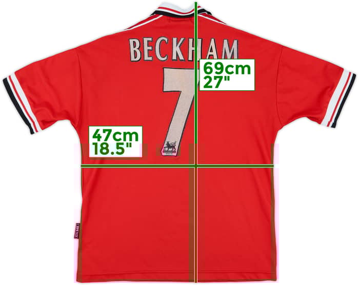 1998-00 Manchester United Home Shirt Beckham #7 - 6/10 - (Y)
