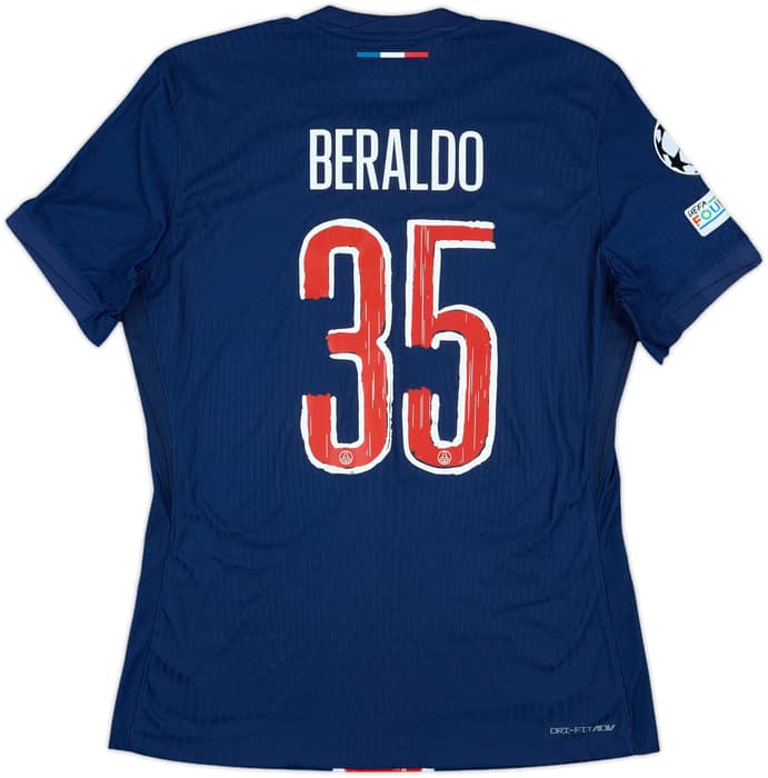 2024-25 Paris Saint-Germain Match Issue Champions League Home Shirt Beraldo #35