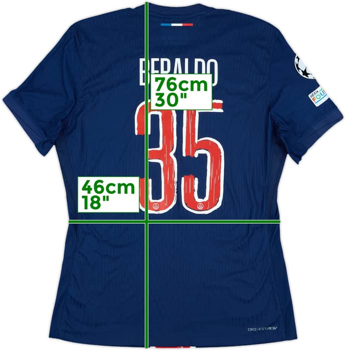 2024-25 Paris Saint-Germain Match Issue Champions League Home Shirt Beraldo #35