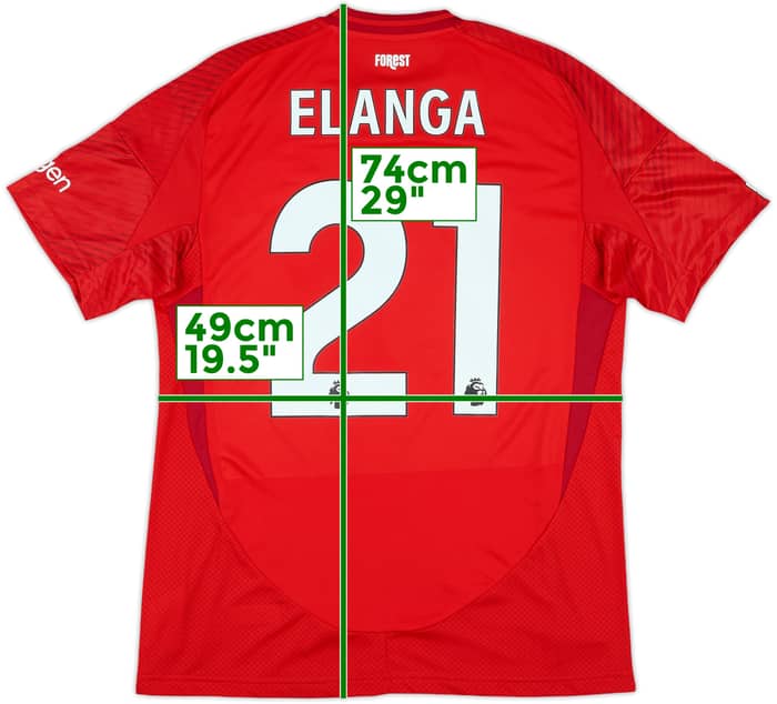 2024-25 Nottingham Forest Match Issue Home Shirt Elanga #21