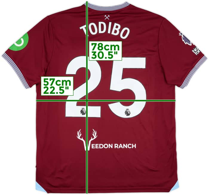 2025-26 West Ham Match Issue Home Shirt Todibo #25