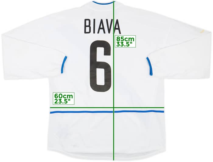 2002-03 Inter Milan Primavera Player Issue Away L/S Shirt Biava #6 - 4/10 - (XL)
