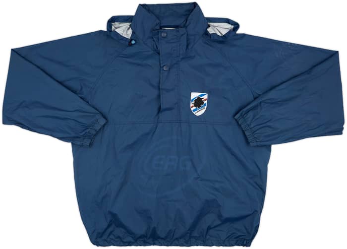 2002-03 Sampdoria Asics 1/4 Zip Hooded Rain Jacket - 5/10 - (XXL)