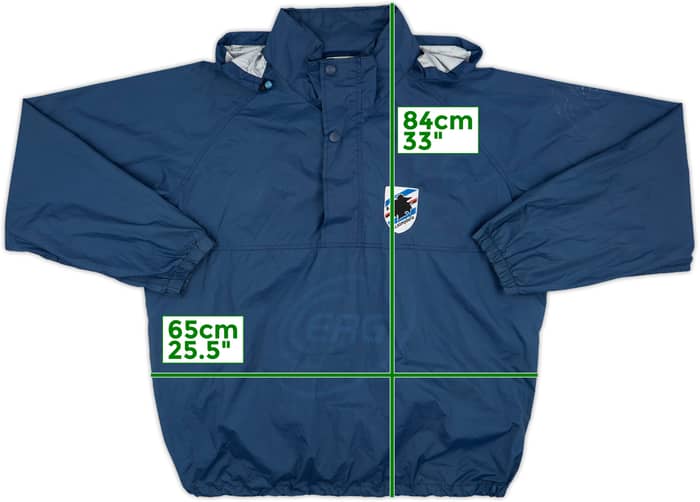 2002-03 Sampdoria Asics 1/4 Zip Hooded Rain Jacket - 5/10 - (XXL)
