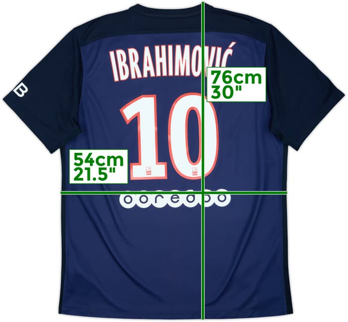 2015-16 Paris Saint-Germain Home Shirt Ibrahimovic #10 - 8/10 - (L)