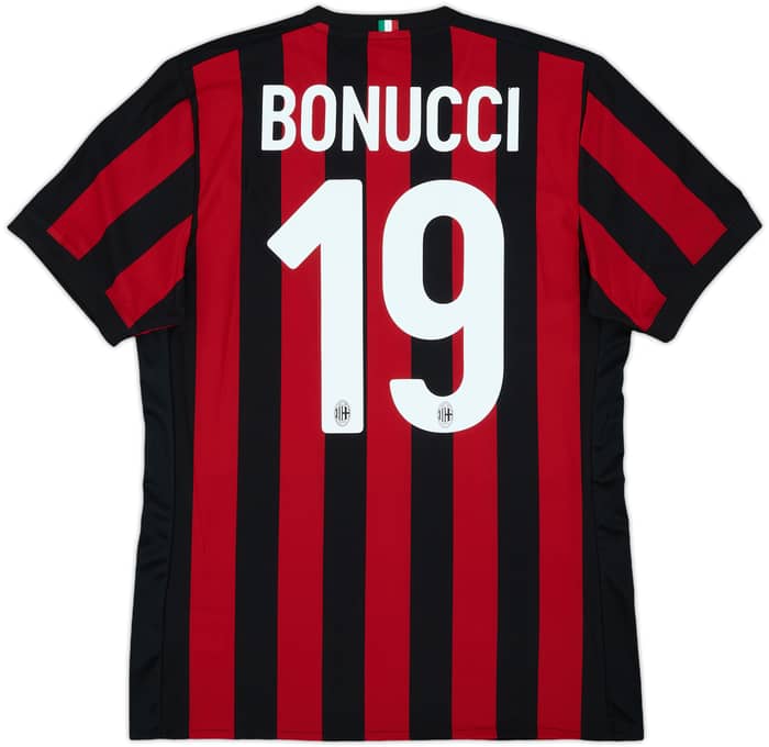 2017-18 AC Milan Home Shirt Bonucci #19 - 6/10 - (M)