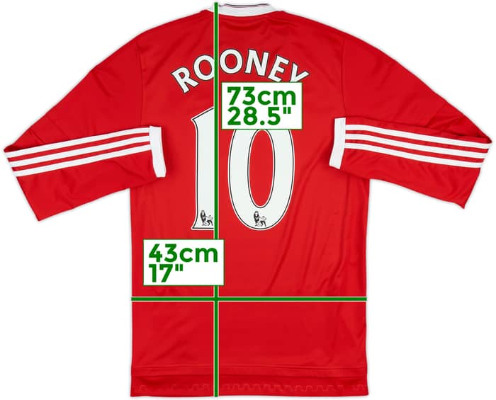 2015-16 Manchester United Home L/S Shirt Rooney #10 - 10/10 - (S)