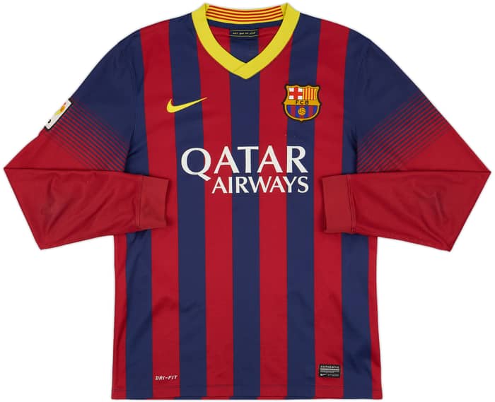 2013-14 Barcelona L/S Home Shirt Messi #10 - 7/10 - (M)