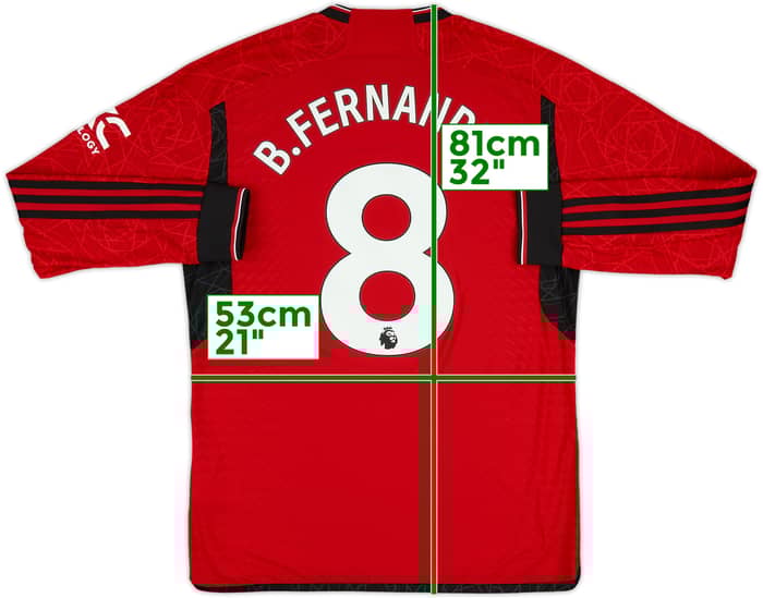 2023-24 Manchester United Authentic Home L/S Shirt B.Fernandes #8 - 10/10 - (L)