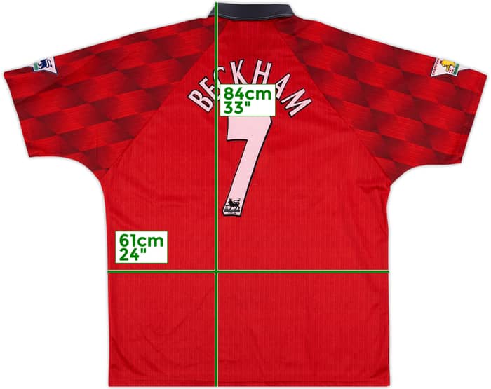 1996-98 Manchester United Home Shirt Beckham #7 - 8/10 - (XL)