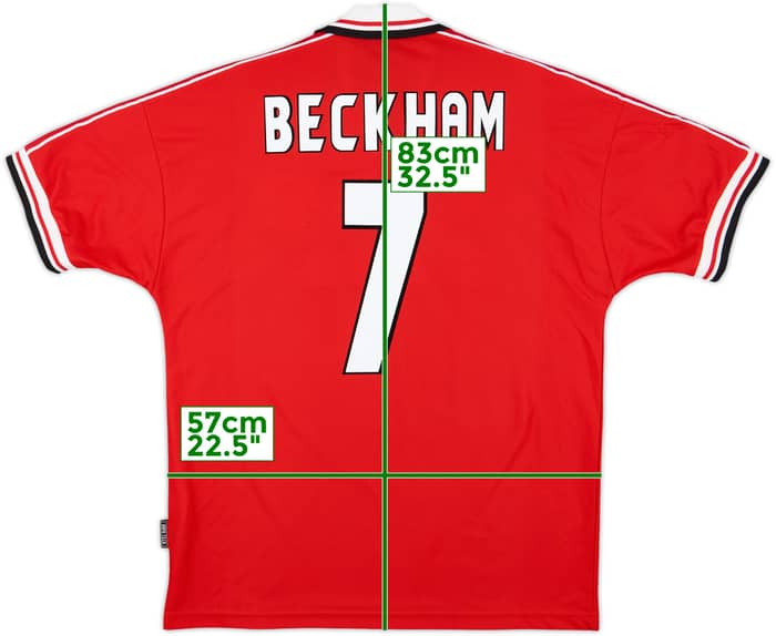 1998-00 Manchester United Home Shirt Beckham #7 - 8/10 - (L)