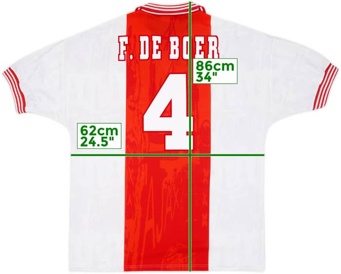 1996-97 Ajax Home Shirt F.DeBoer #4 - 8/10 - (XL)