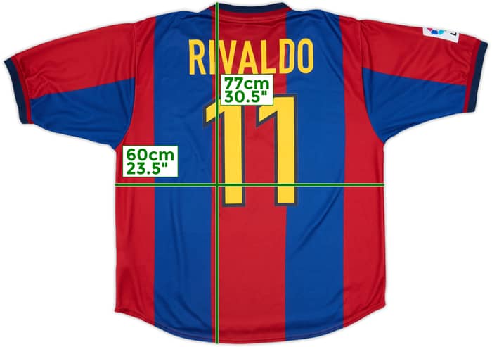 1998-00 Barcelona Home Shirt Rivaldo #11 - 9/10 - (XL)