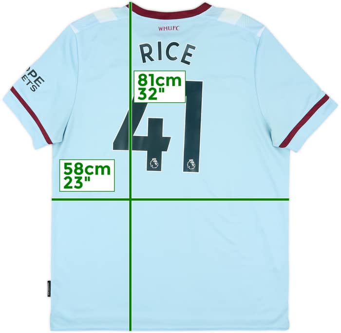 2021-22 West Ham Away Shirt Rice #41 - 7/10 - (XXL)
