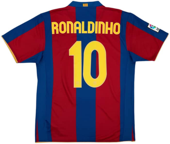 2007-08 Barcelona Home Shirt Ronaldinho #10 - 8/10 - (L)