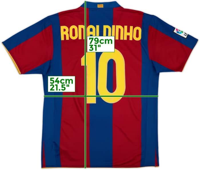 2007-08 Barcelona Home Shirt Ronaldinho #10 - 8/10 - (L)