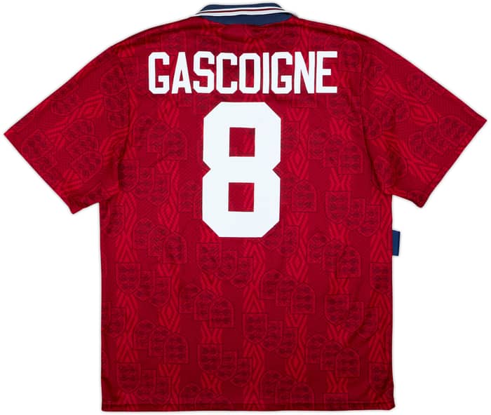 1993-95 England Away Shirt Gascoigne #8 - 8/10 - (L)