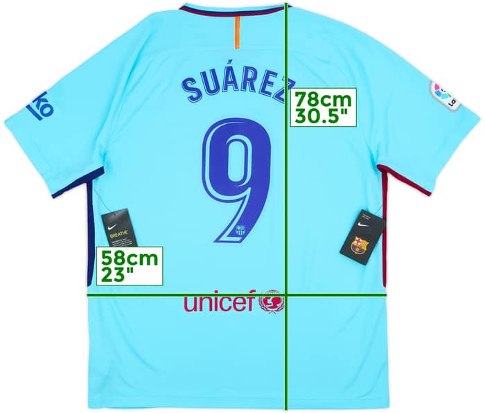 2017-18 Barcelona Away Shirt Suarez #9 (XL)