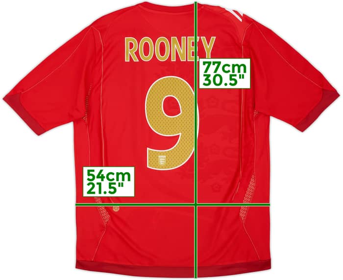 2006-08 England Away Shirt Rooney #9 - 6/10 - (L)
