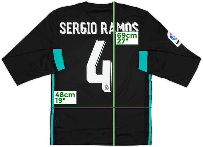 2017-18 Real Madrid Away L/S Shirt Sergio Ramos #4 (S)