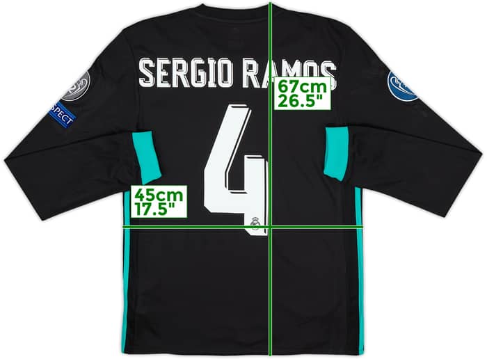2017-18 Real Madrid Away L/S Shirt Sergio Ramos #4 (XS)