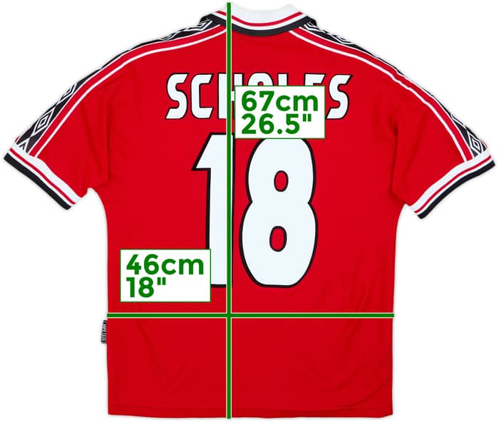 1998-00 Manchester United Home Shirt Scholes #18 - 8/10 - (Y)