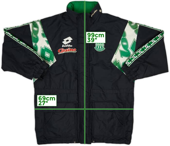 Abrigo de banquillo acolchado versión jugador Lotto del Saint Etienne 1995-96 - 8/10 - (XL)