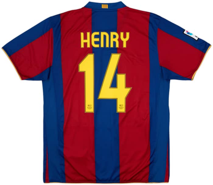 2007-08 Barcelona Home Shirt Henry #14 - 8/10 - (L)