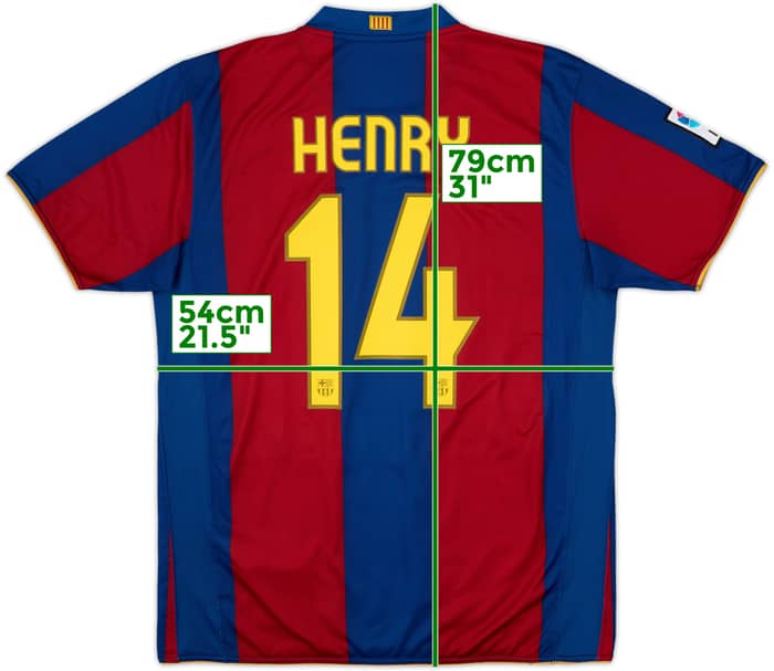 2007-08 Barcelona Home Shirt Henry #14 - 8/10 - (L)