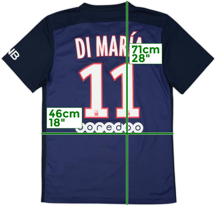2015-16 Paris Saint-Germain Home Shirt Di Maria #11 - 8/10 - (S)