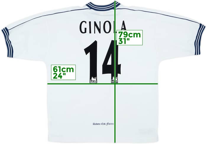 1997-99 Tottenham Home Shirt Ginola #14 - 6/10 - (XL)