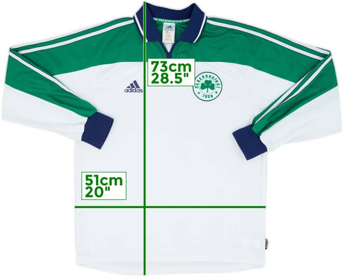 Camiseta de visitante de manga larga versión de jugador del Panathinaikos 2001-02 - 6/10 - (M)