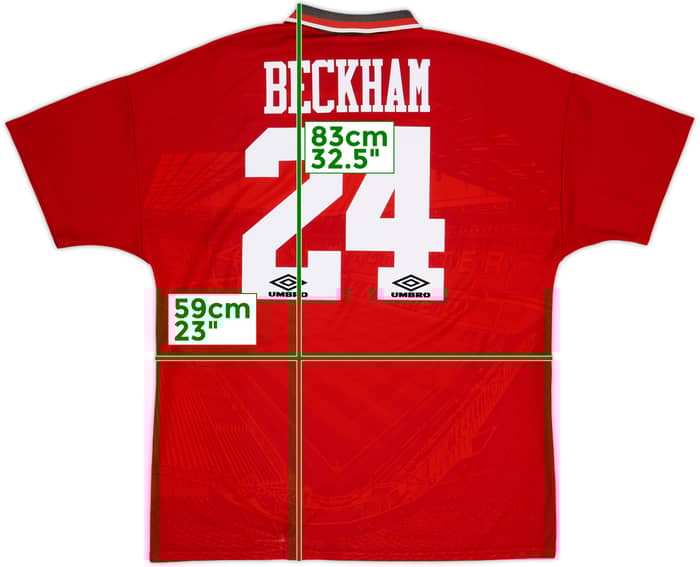 1994-96 Manchester United Home Shirt Beckham #24 - 7/10 - (XL)