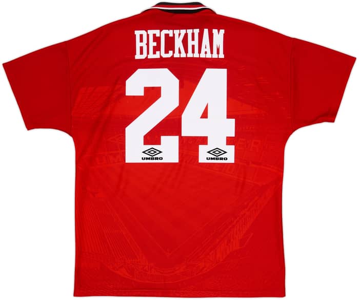 1994-96 Manchester United Home Shirt Beckham #24 - 8/10 - (XL)