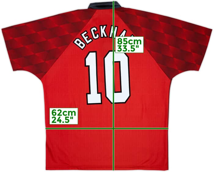 1996-98 Manchester United Camiseta de Local Beckham #10 - 8/10 - (XL)