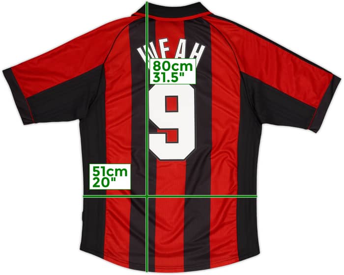 1998-00 AC Milan Home Shirt Weah #9 - 8/10 - (L)