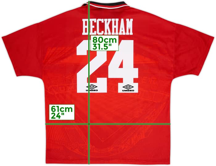 1994-96 Manchester United Home Shirt Beckham #24 - 8/10 - (XL)