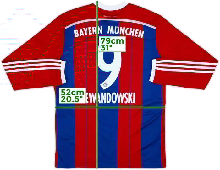 2014-15 Bayern Munich Home L/S Shirt Lewandowski #9 - 8/10 - (XL)