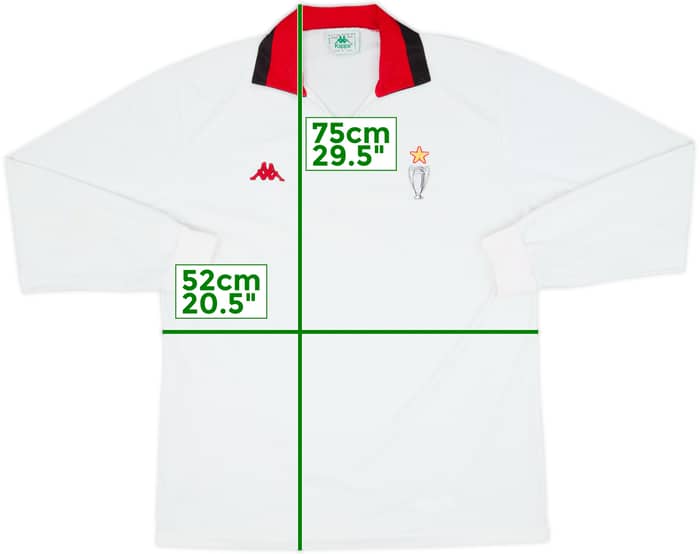 Camiseta de visitante europea L/S del AC Milan 1989-90 - 9/10 - (XL)