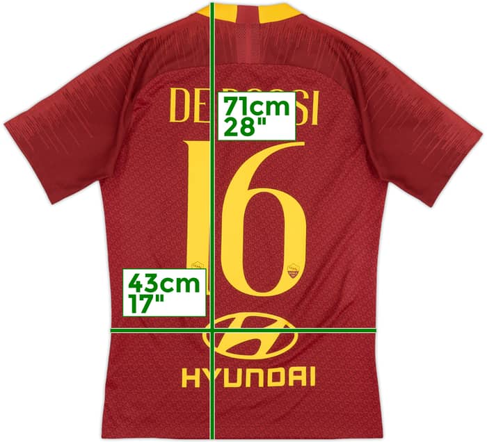 2018-19 Roma Authentic Home Shirt De Rossi #16 - 9/10 - (S)