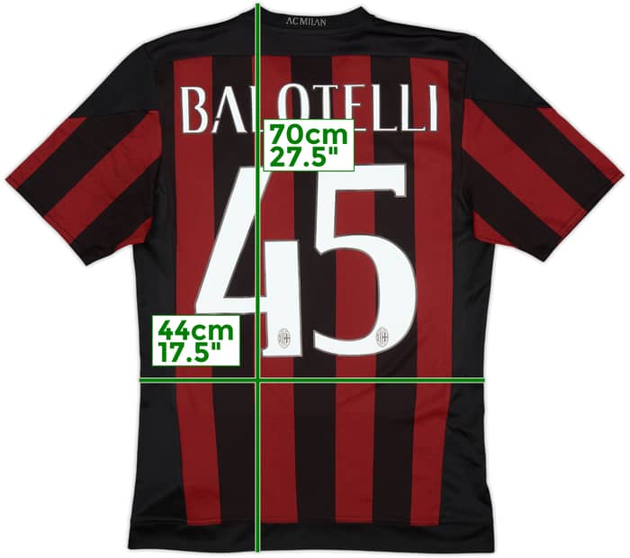 2015-16 AC Milan Home Shirt Balotelli #45 - 10/10 - (S)