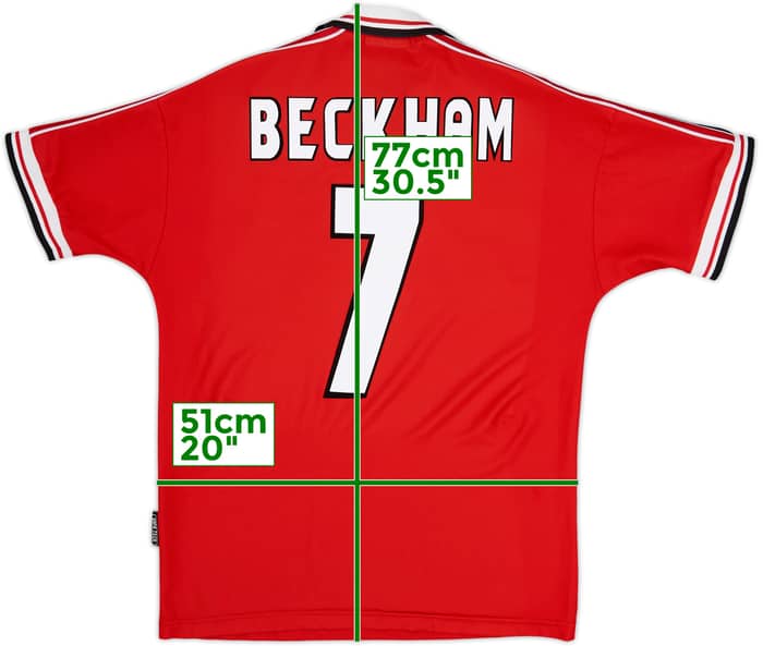 1998-00 Manchester United Home Shirt Beckham #7 - 8/10 - (M)
