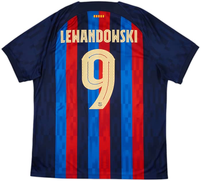 2022-23 Barcelona Home Shirt Lewandowski #9 - 10/10 - (XL)